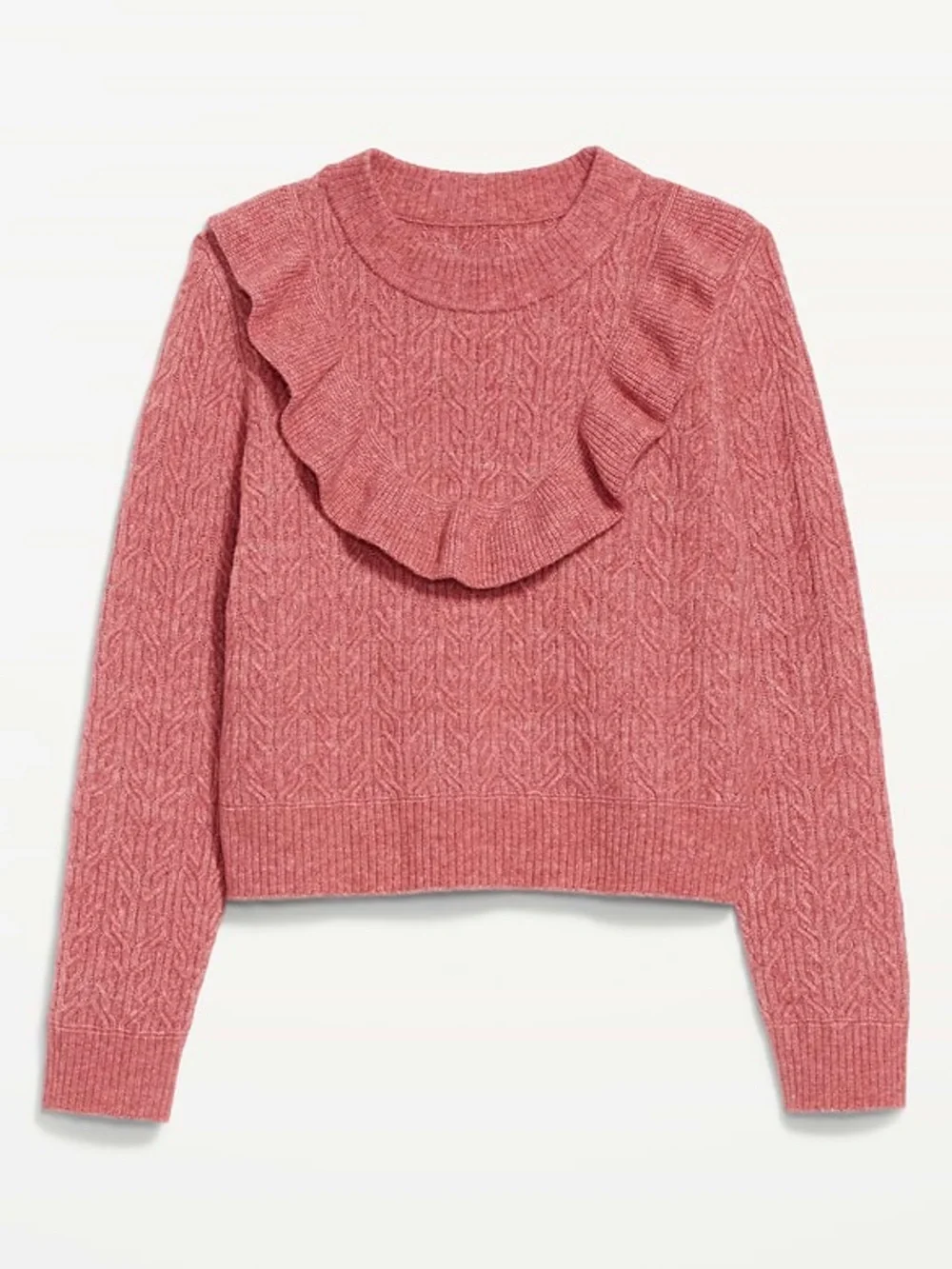 NWT Old Navy Wool-Blend Cropped Ruffle Sweater